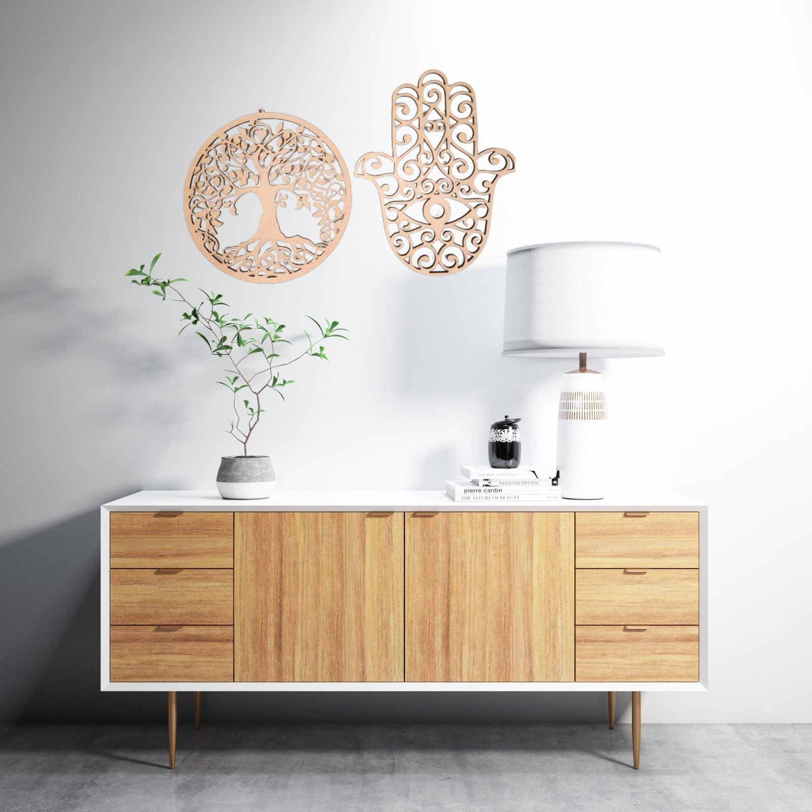 Lebensbaum und Hamsa Hand