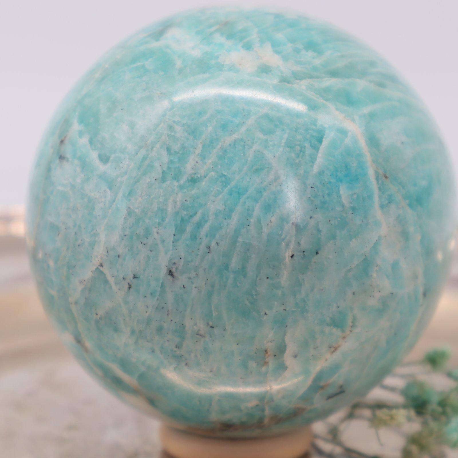 Blaue Amazonit Edelsteinkugel - hohe Qualität 79 mm