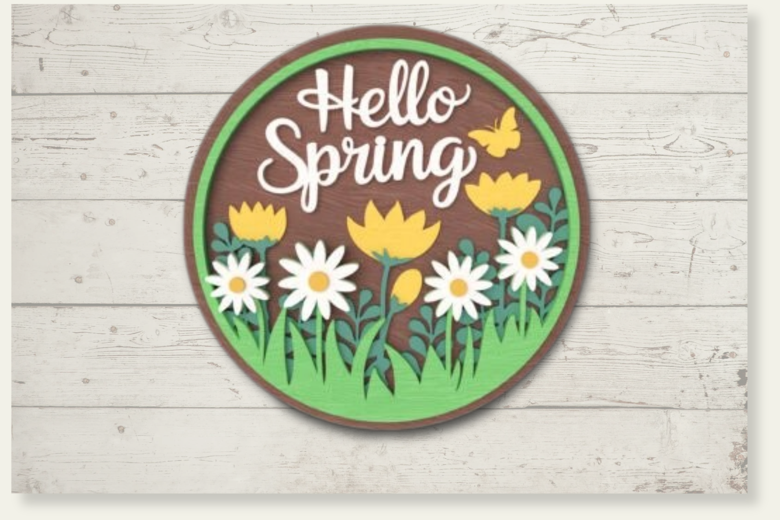 Fröhliches DIY Türschild Türhänger „Hello Spring“ aus Holz | Fantastisches Bastel Set