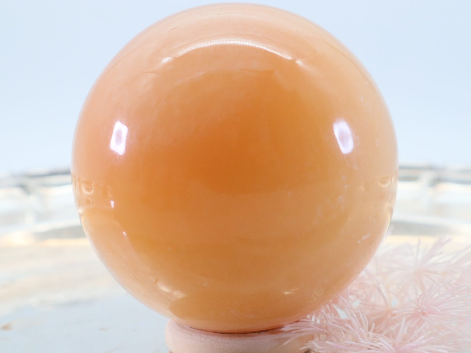 Große Orangen Calcit Edelsteinkugel, 62 mm