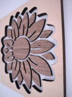 SONNENBLUME mit RATTAN Muster aus Nussbaum und Buche Sperrholz – Bild 2