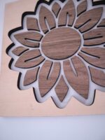 SONNENBLUME mit RATTAN Muster aus Nussbaum und Buche Sperrholz – Bild 5