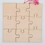 Holzpuzzle, unbehandeltes blanko Puzzle zum selbst bemalen, rohe Puzzle Teile, kreativ gestalten, pädagogisch wertvoll, 9 Teile ab 3+ Plus – Bild 2