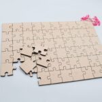 Holzpuzzle, unbehandeltes blanko Puzzle zum selbst bemalen, rohe Puzzle Teile, kreativ gestalten, pädagogisch wertvoll, 60 Teile ab 3+ Plus