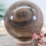 Große Schwarze Mondstein Edelsteinkugel mit wunderbarem Farbspiel – Bild 9