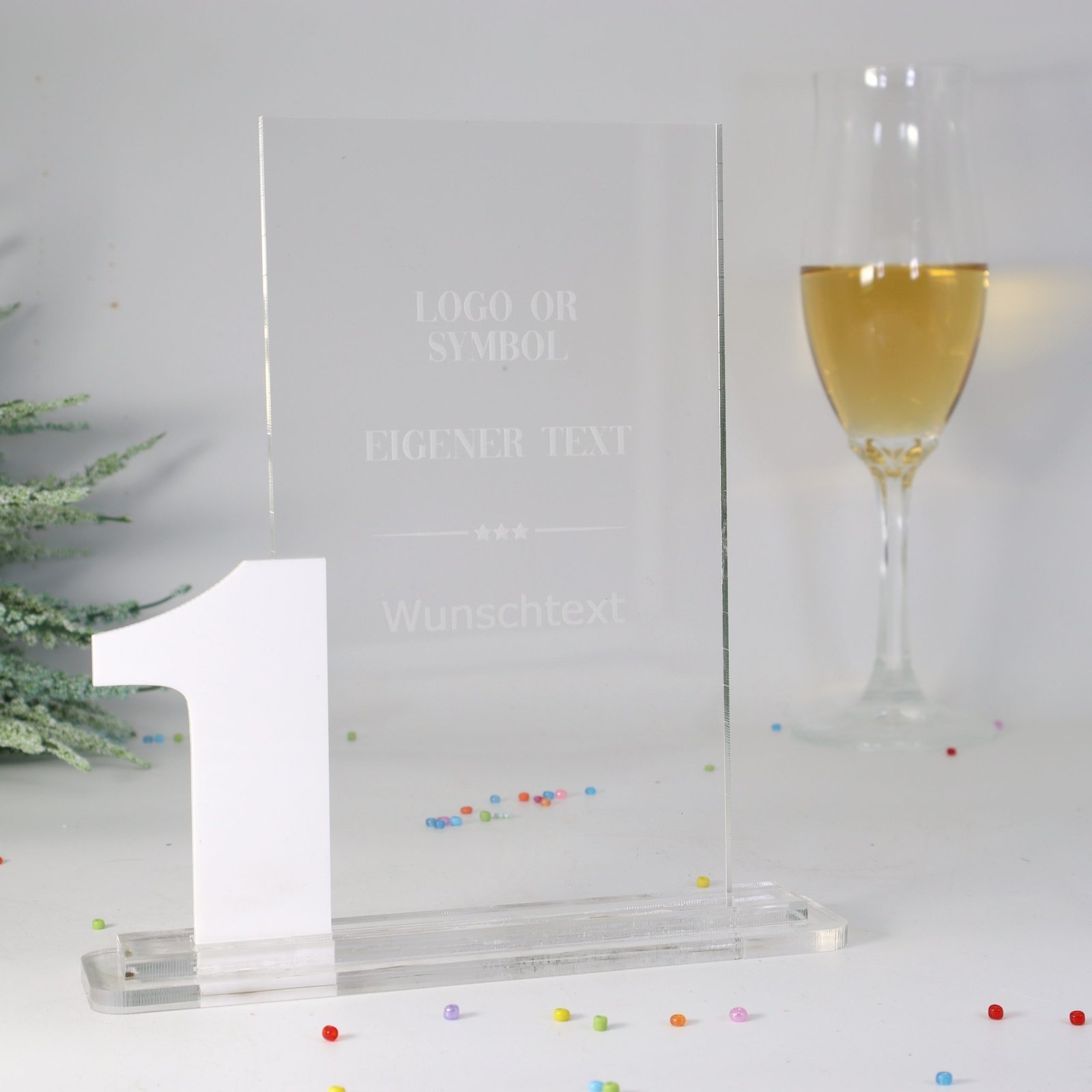 Moderne edle Sport Trophäe, eigener Text Logo, Acryl - Personalisierte Gravur - Pokal - Auszeichnung - Elegante Ehrungen