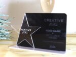 Acrylglas Trophäe Award mit Stern, personalisierter eigener Text oder Logo