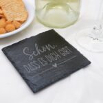 Premium Schieferuntersetzer graviert, Spruch Motiv