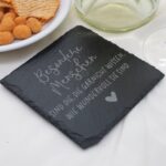 Premium Schieferuntersetzer graviert, Spruch Motiv