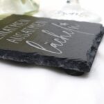 Lustiger Schieferuntersetzer graviert, Spruch Motiv – Bild 4