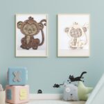 Rattan Affe Wandschild | Skandinavischer Affe | Boho Affen Kinderzimmer | Süßer Affe | Holzaffe | – Bild 2