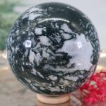 Dunkel Grüne Moosachat Edelsteinkugel, 79mm – Bild 4