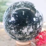 Dunkel Grüne Moosachat Edelsteinkugel, 79mm – Bild 7