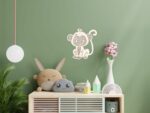 Rattan Affe Wandschild | Skandinavischer Affe | Boho Affen Kinderzimmer | Süßer Affe | Holzaffe | – Bild 4