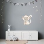Rattan Affe Wandschild | Skandinavischer Affe | Boho Affen Kinderzimmer | Süßer Affe | Holzaffe | – Bild 9